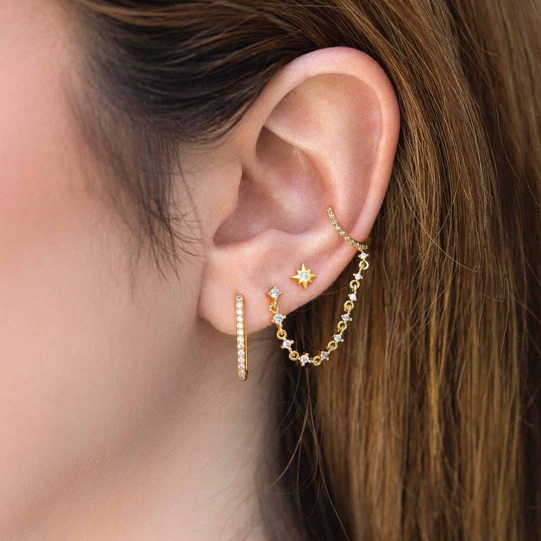 Star Bright Single Flat Back Earring: Gold