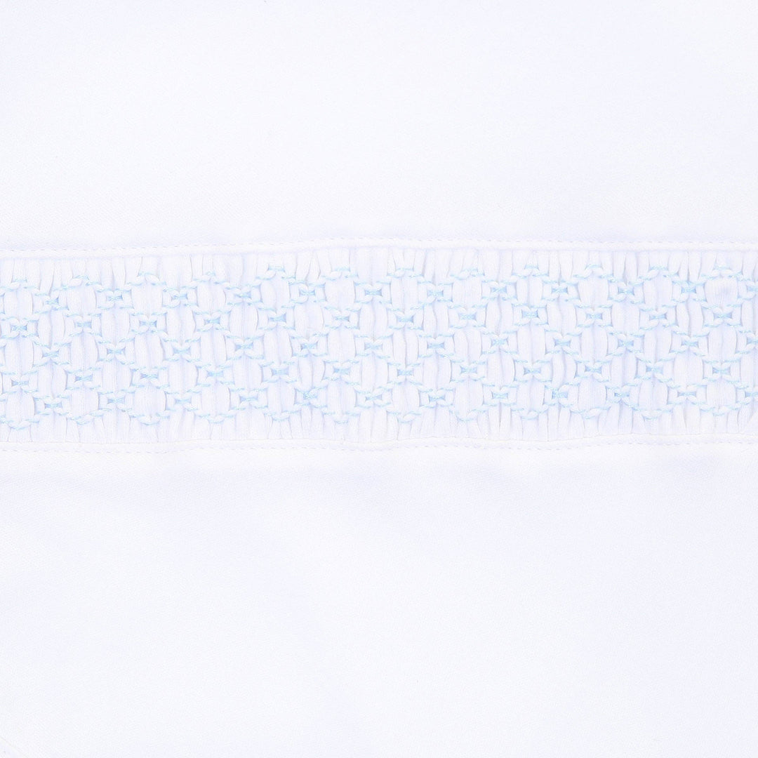 White Blue Smocked Footie