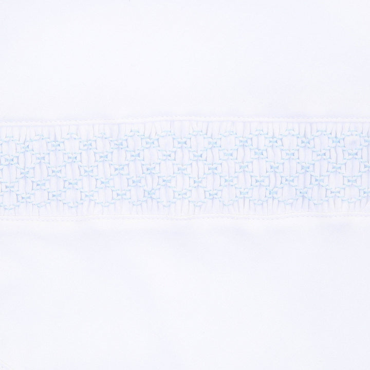 White Blue Smocked Footie