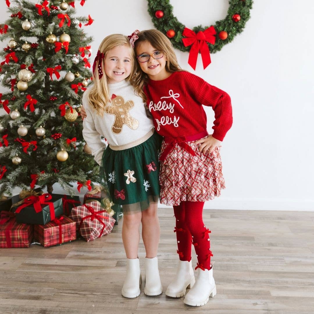 Gingerbread Sequin Patch Christmas Sweatshirt Girls