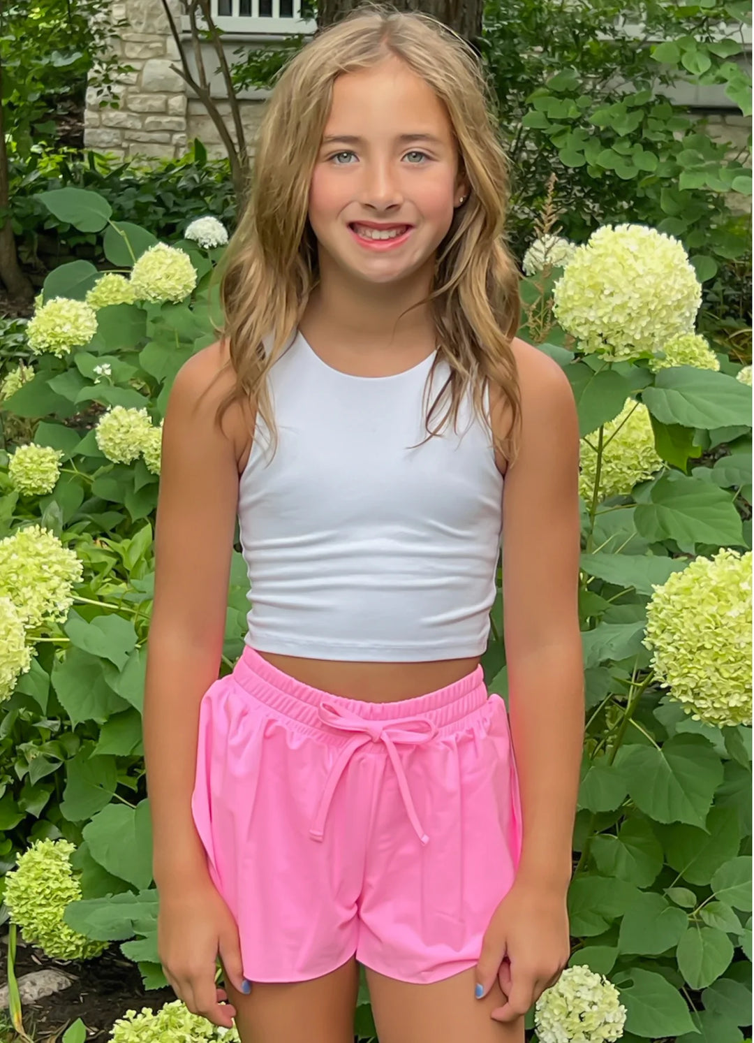 Tween Athleisure Butterfly Shorts- Cotton Candy Pink