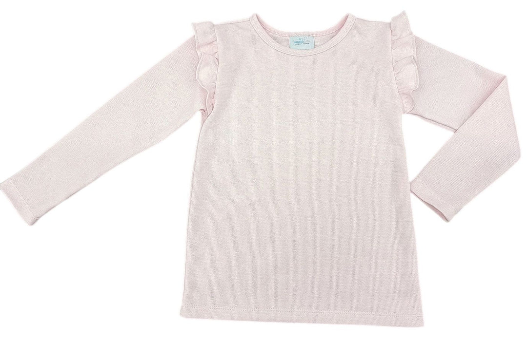 Tween Ruffle Shoulder Top Knit- Pink