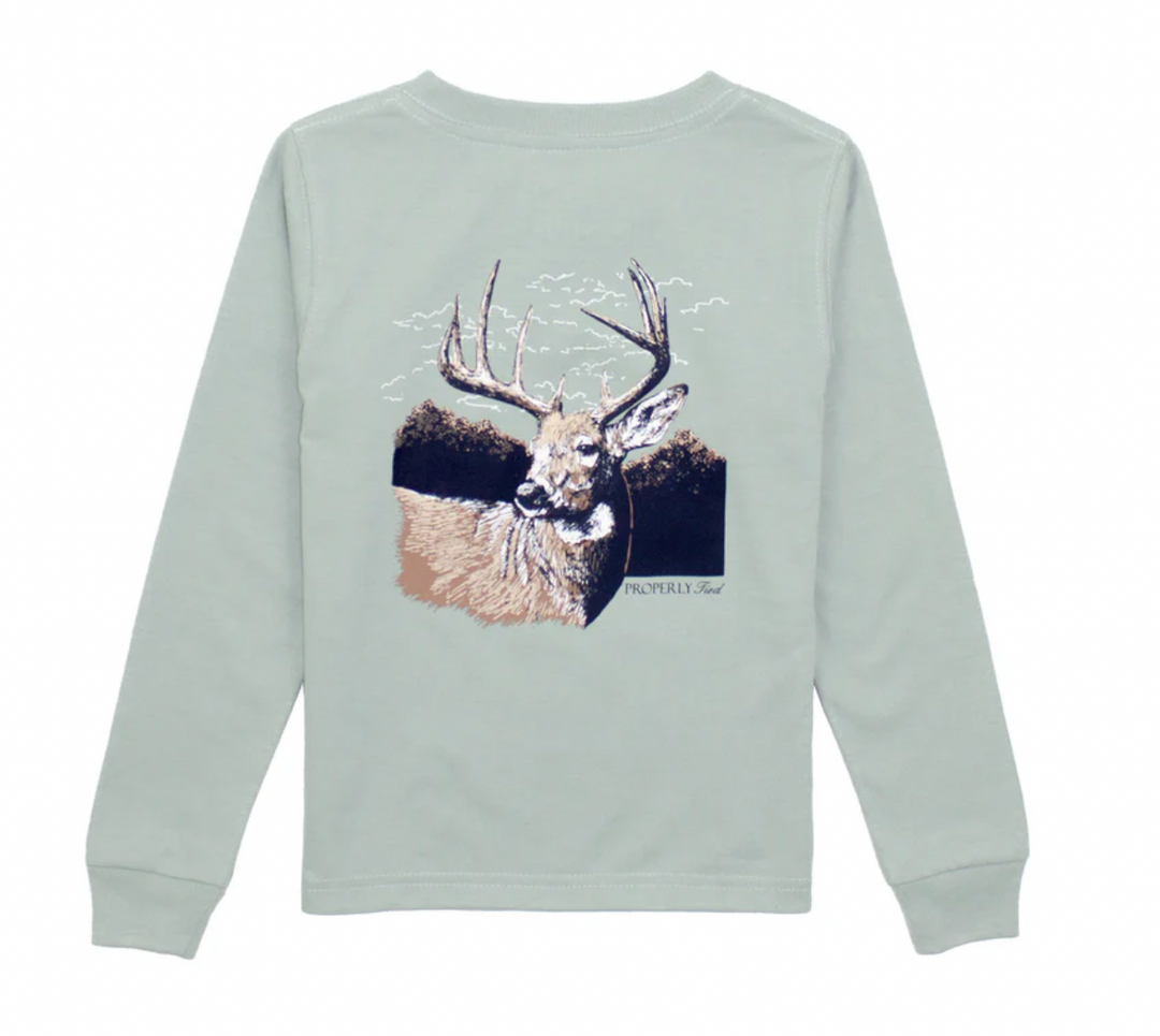 Boys Buck LS Sage Tee