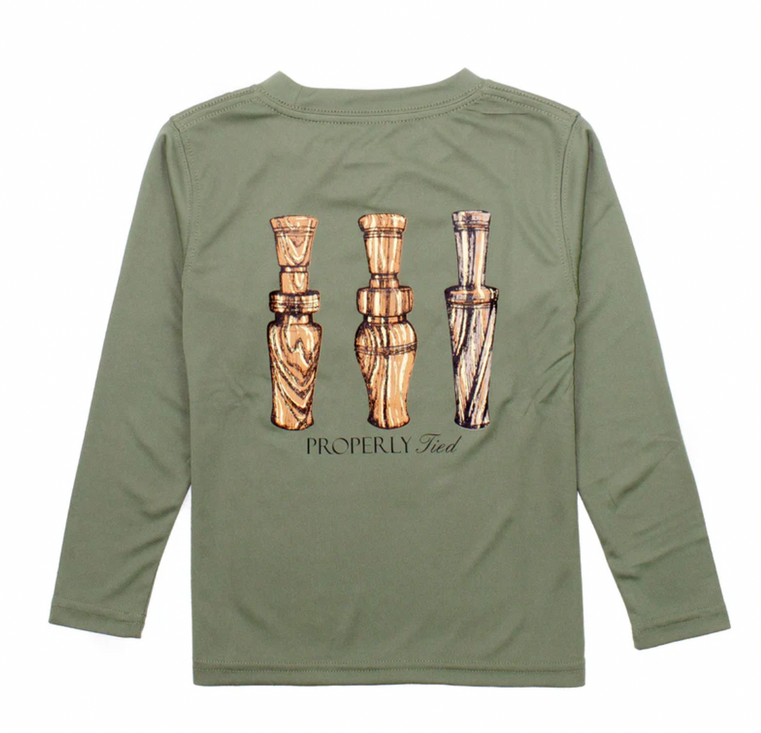 Boys Performance Tee LS Duck Calls Olive