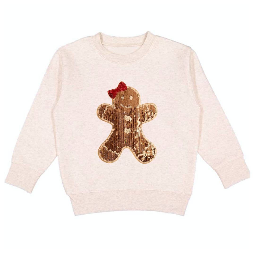 Gingerbread Sequin Patch Christmas Sweatshirt Girls