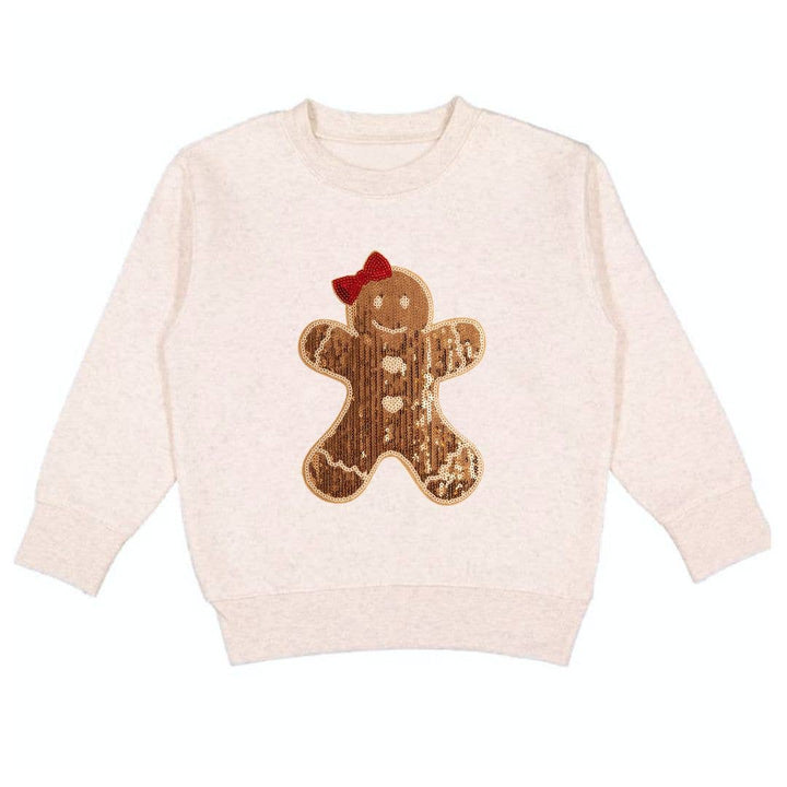 Gingerbread Sequin Patch Christmas Sweatshirt Girls