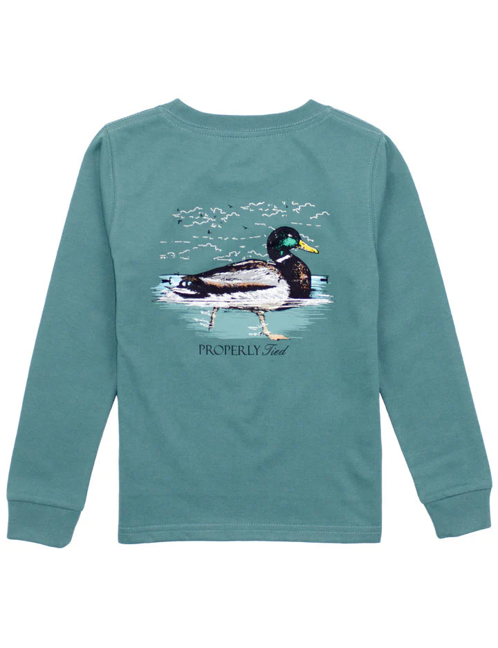Boys Swimming Mallard LS Marine Green Tee