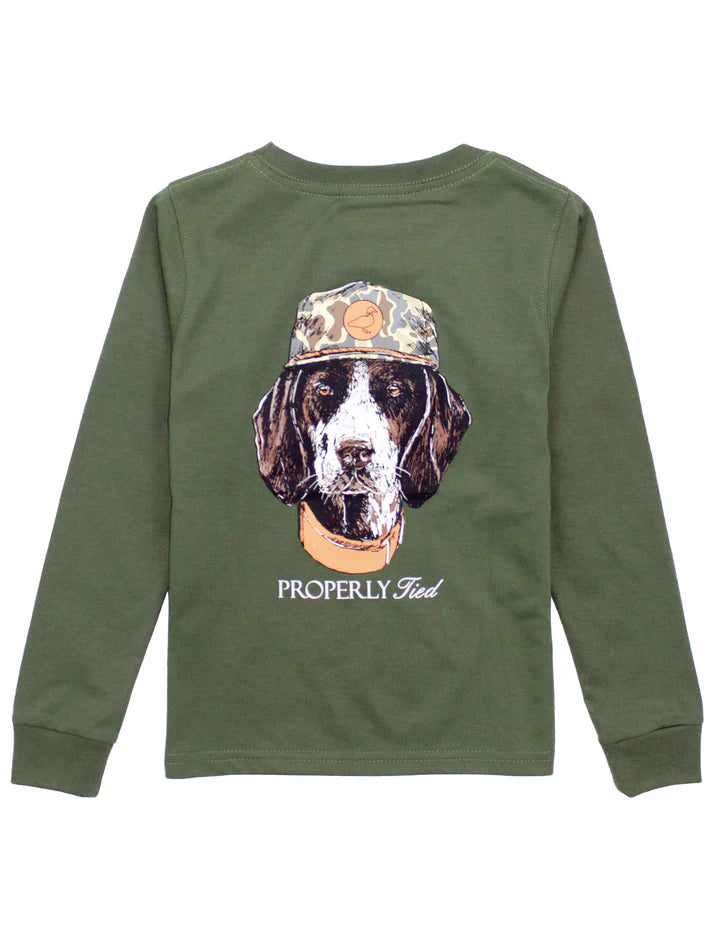 Boys Man's Best Friend LS Olive Tee