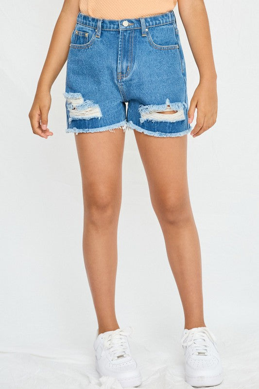 Dark Distressed Denim Short