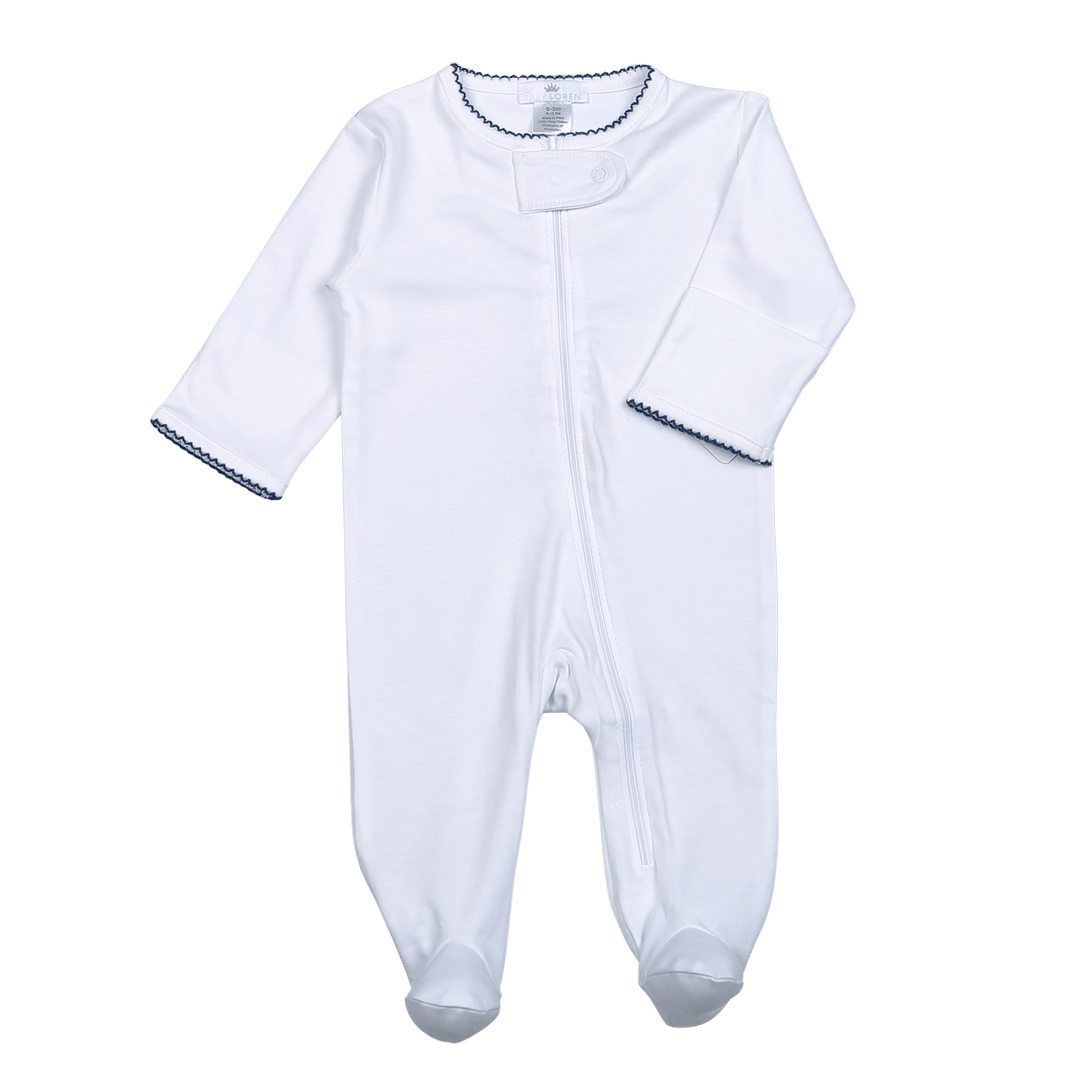 White Pima Zipper Navy