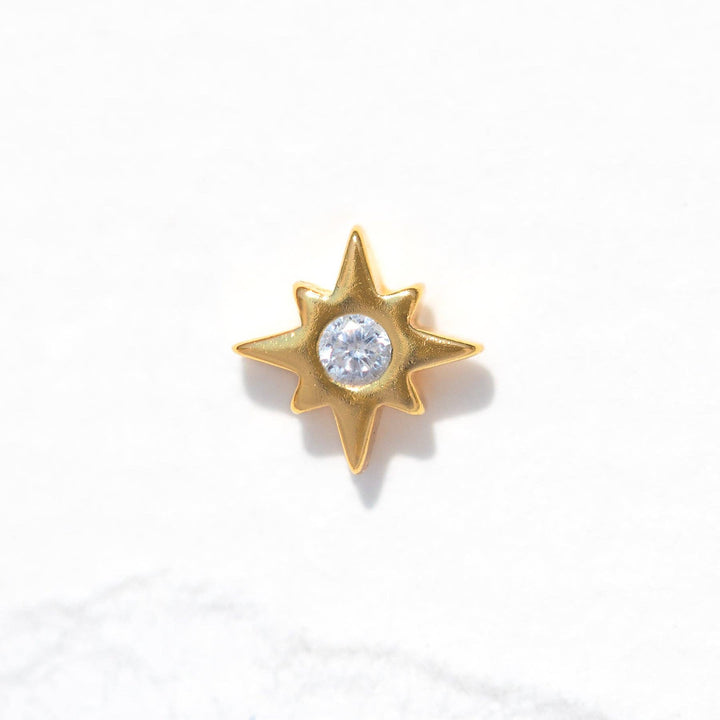 Star Bright Single Flat Back Earring: Gold