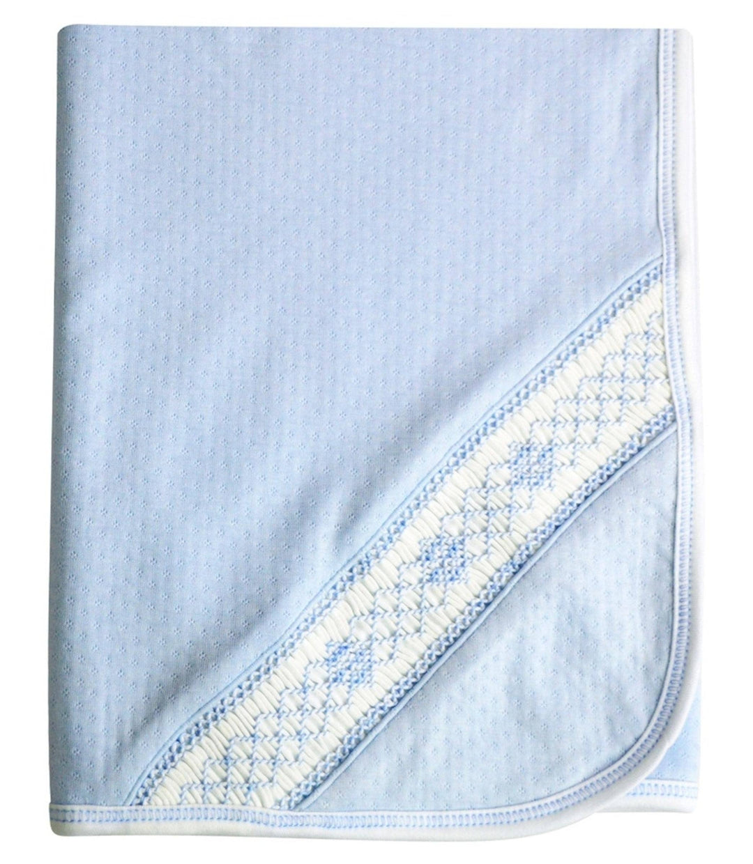 Baby boy hand smocked Pima cotton Jacquard blanket
