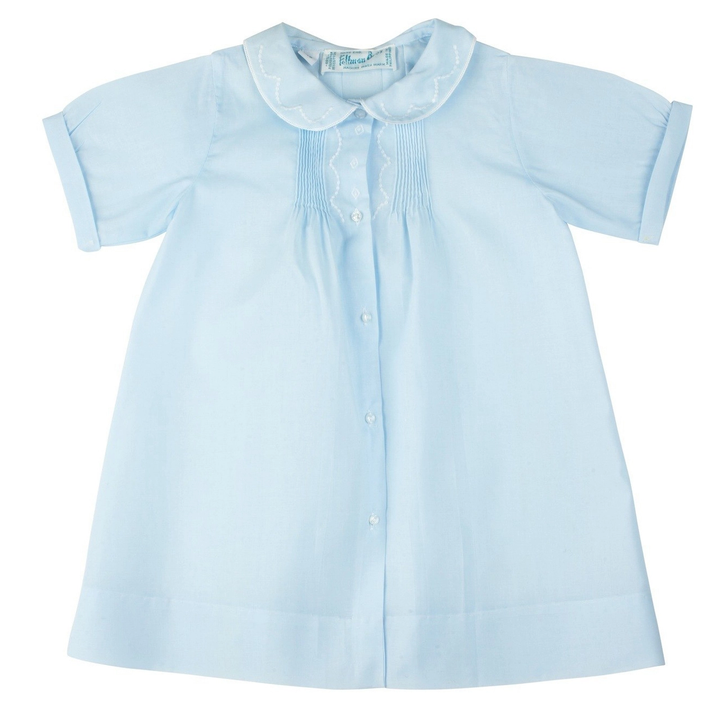 Boys Embroidered Collar Folded Daygown