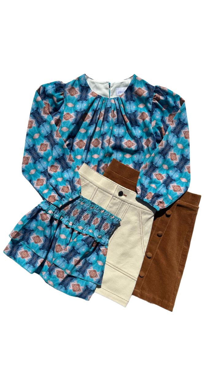 Wren Top - Blue/Brown