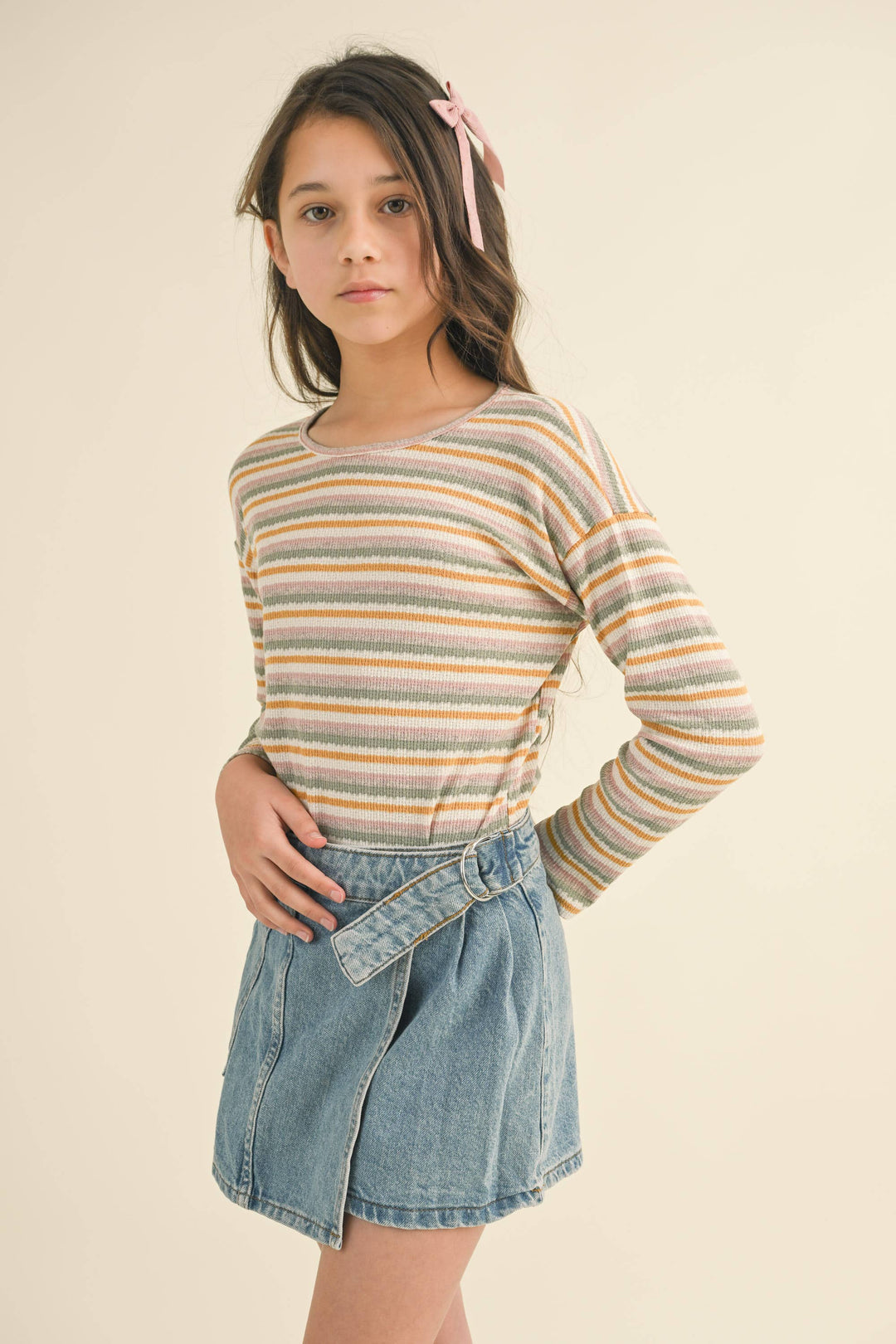 CREW NECK STRIPE TOP