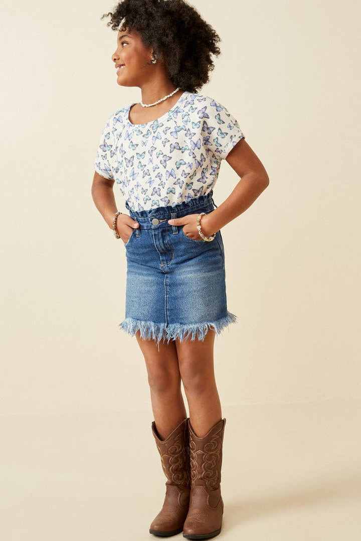 Butterfly Print Dolman T Shirt