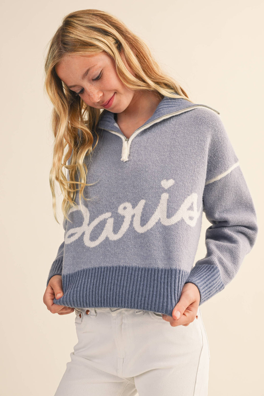 PARIS HALF ZIP SWEATER