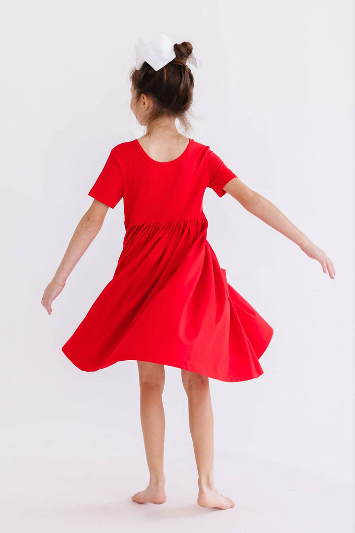 Red Pocket Twirl Dress