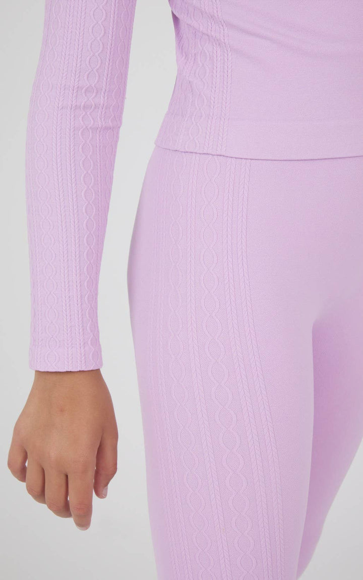 Girls Seamless Cable Knit Textured Leggings