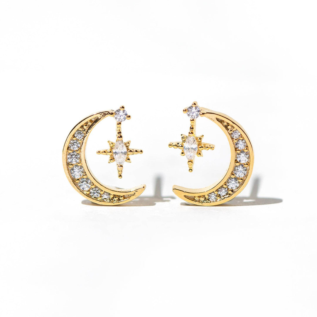Stargazer Moon Earrings: Gold