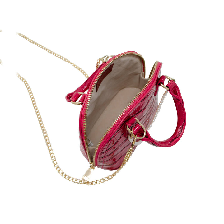 Chic Croc Mini Bag with Pearl Charm: Pink