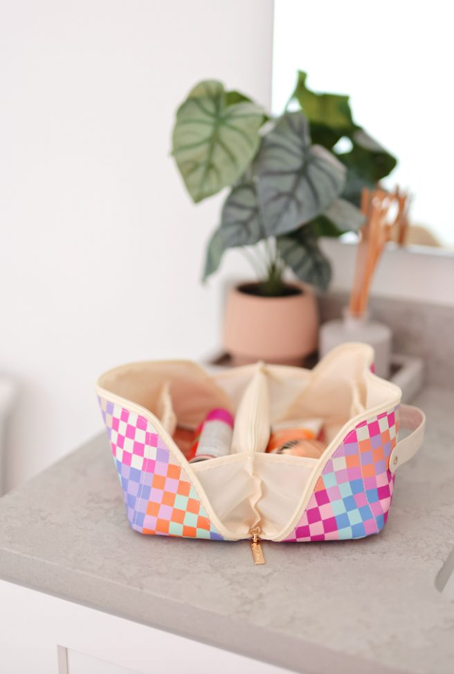 Hold All Make Up Bag - Happy Checkered (Multi Checkered)