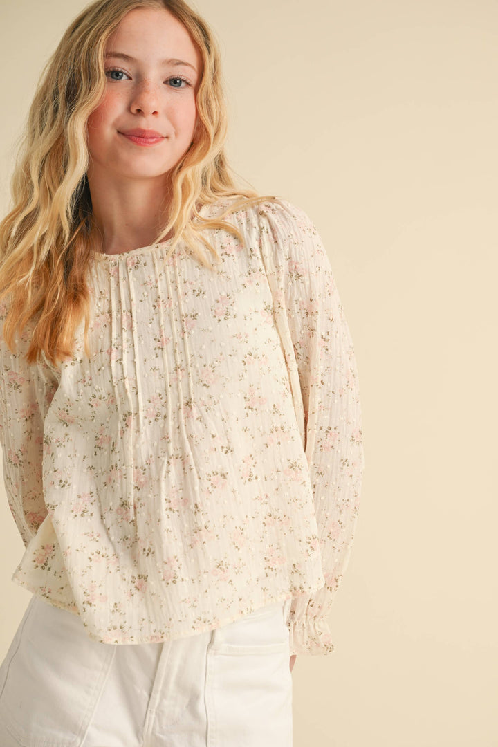 PINTUCK BILLOW L/S TOP