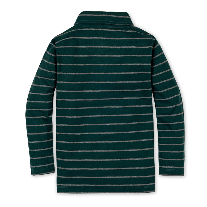 Organic Long Sleeve Polo: Green London Stripe