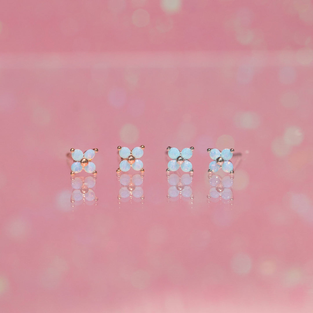 Teeny Tiny Blue Blossom Studs: Gold