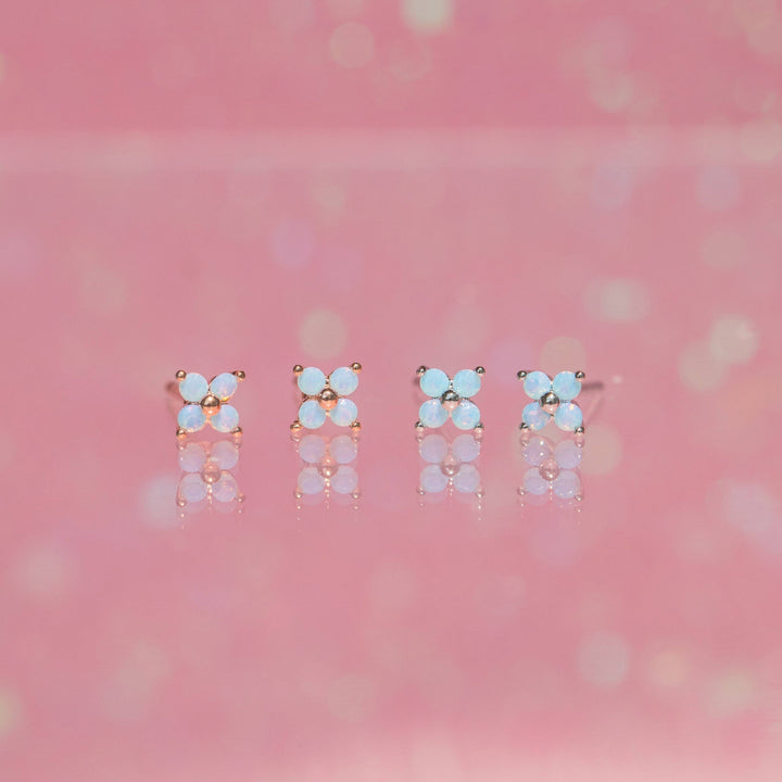 Teeny Tiny Blue Blossom Studs: Gold