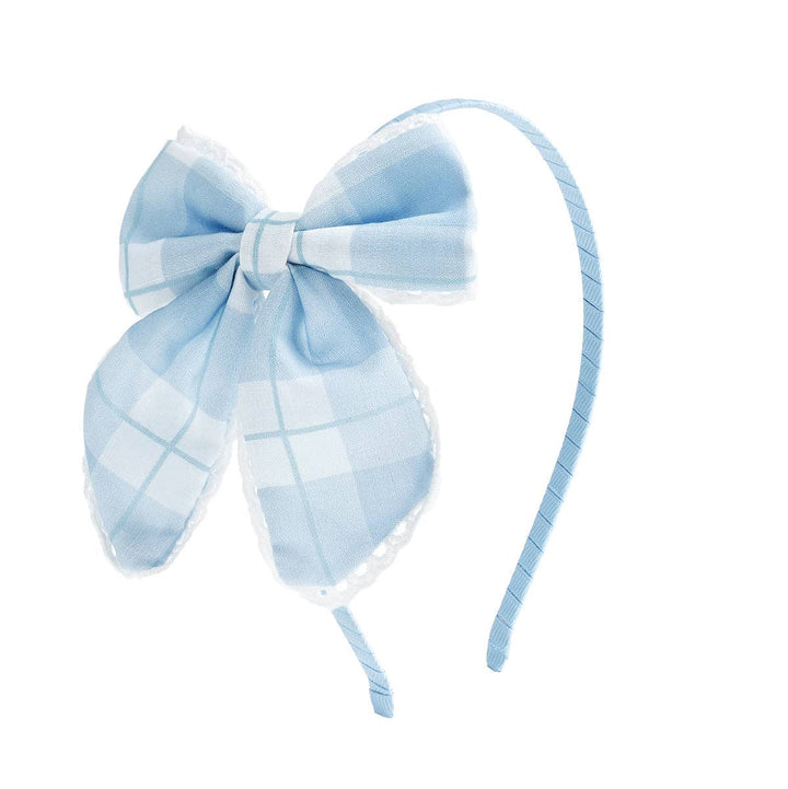 Blue Plaid Bow Headband - Kids Hair Accessories