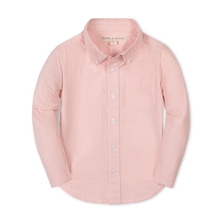 Organic Seersucker Shirt: Tonal Rose Seersucker