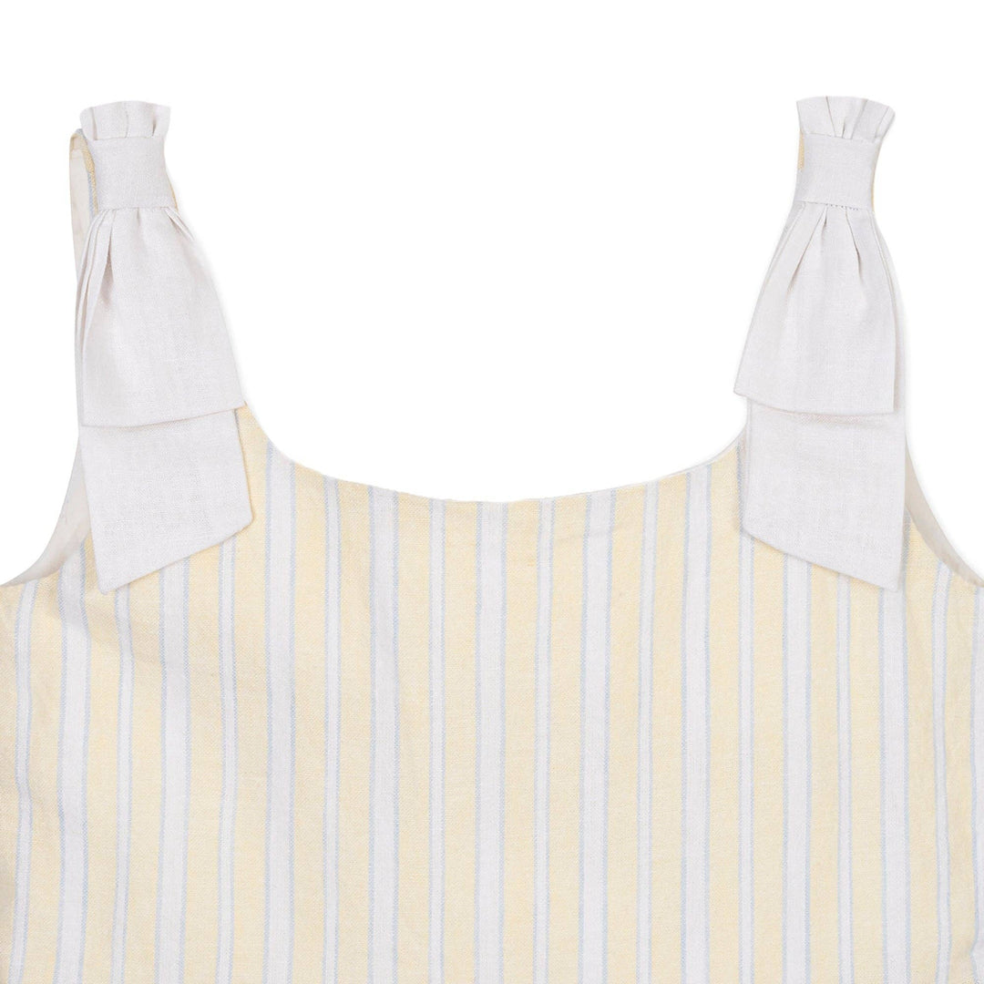 Linen Bow Shoulder Dress: Sunlit Stripe
