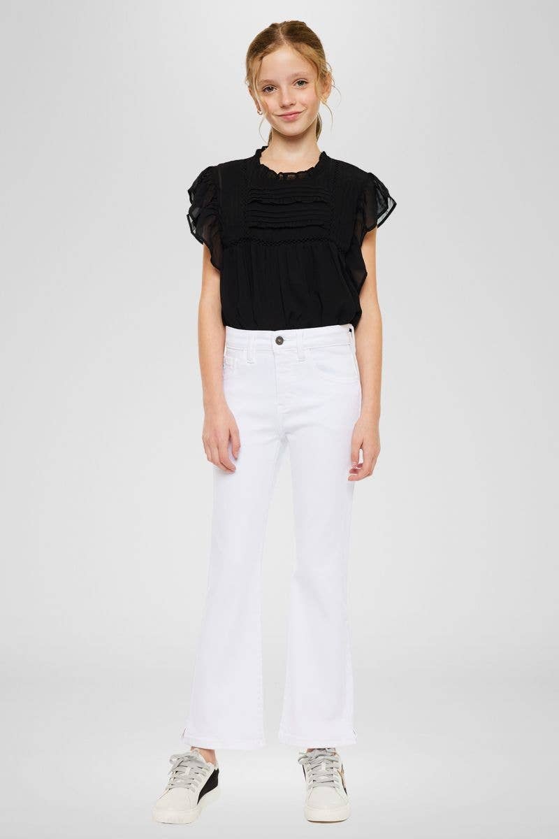 Amelia High Rise White Kick Flare Jeans