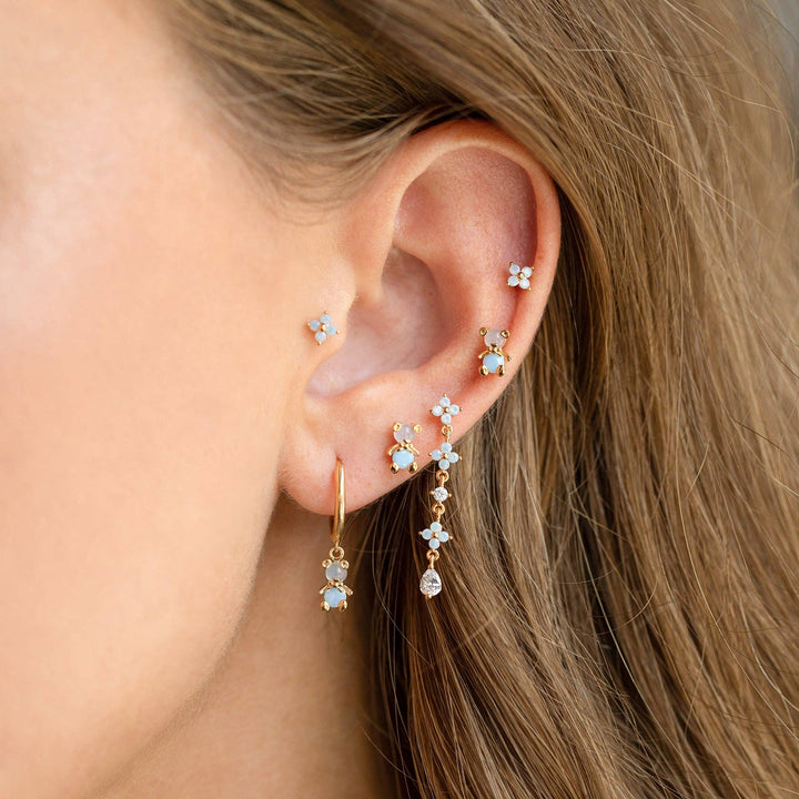 Teeny Tiny Blue Blossom Studs: Gold