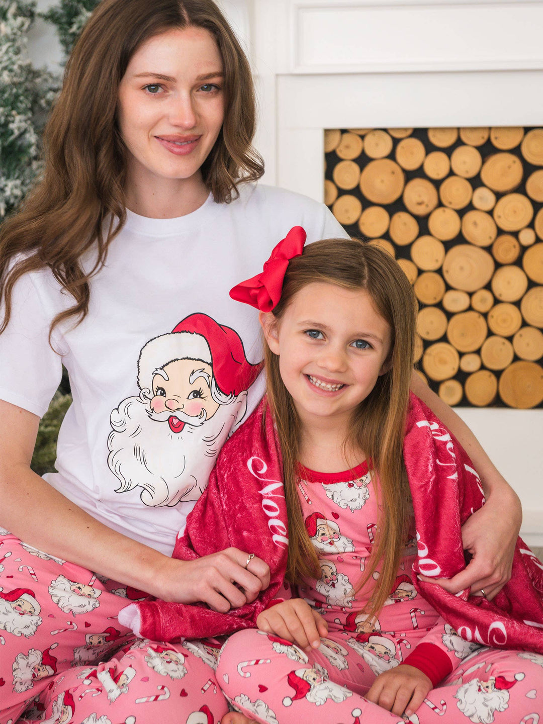 Adult Cotton Pink Santa Joy Pajama Pants