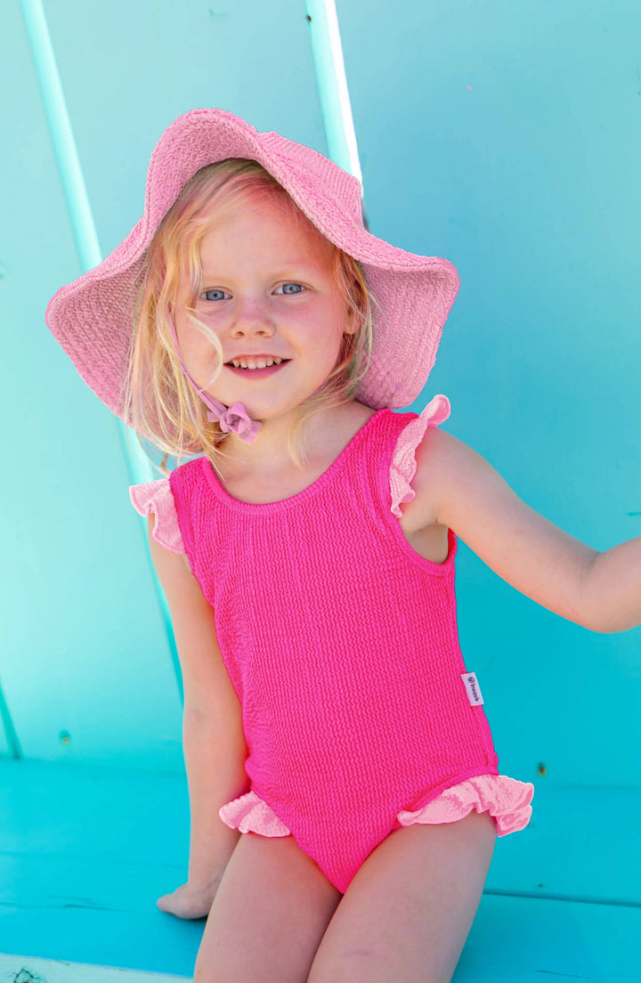 Lulu Toddler Crinkle Ruffle One Piece - Fuchsia