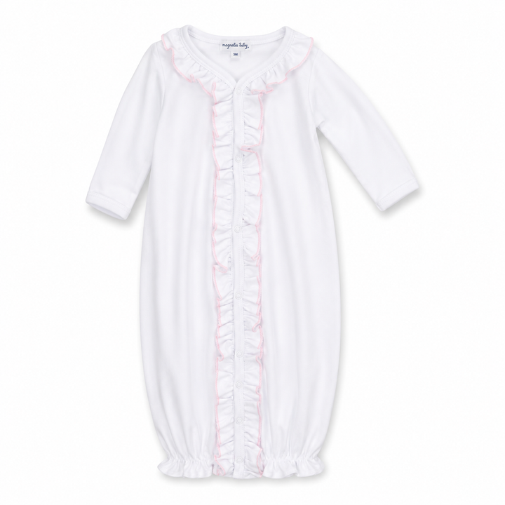 Essentials White Ruffle Converter with Pink Trim