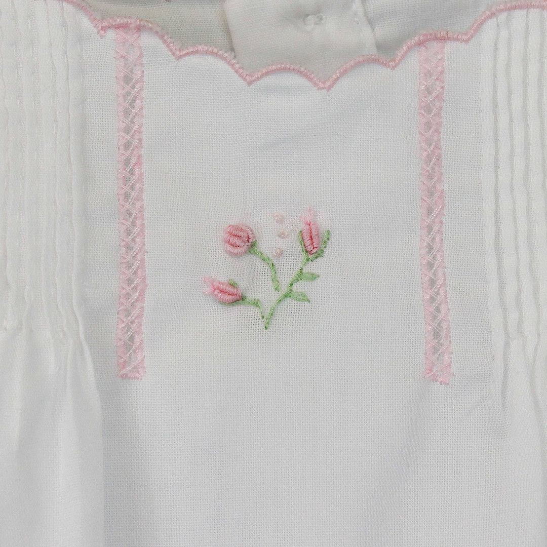 Pink Flower Embroidered Heirloom Bag & Hat