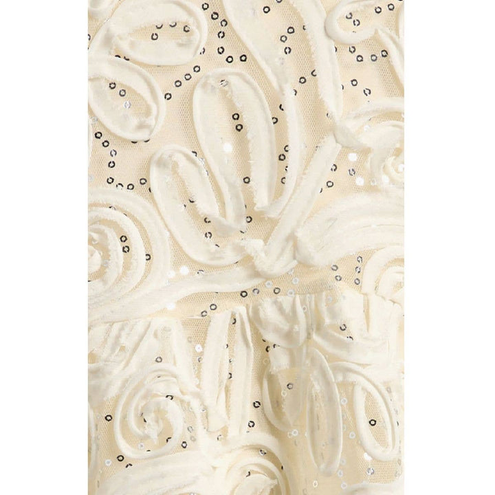 Girls Soutache Sequin Puff Sleeve Babydoll Party Dress