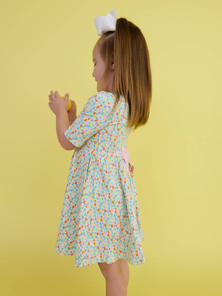 Girls Hoppy Eggs Short Sleeve Knit Twirl Dress