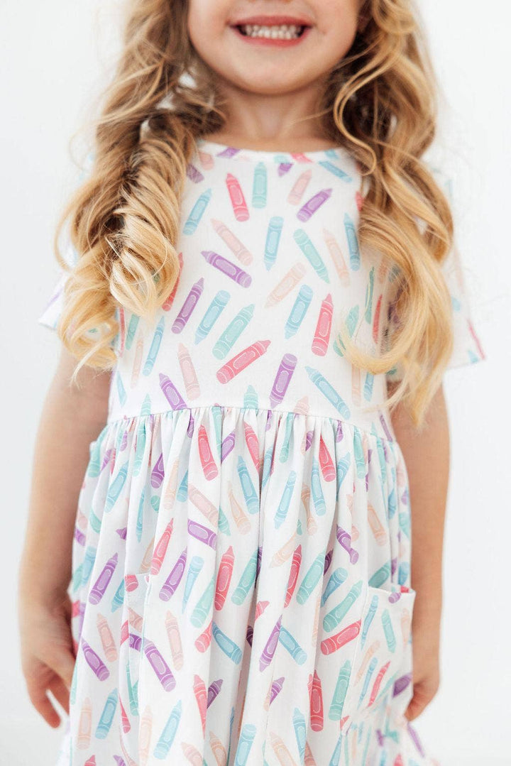 Colorful Crayons Pocket Twirl Dress