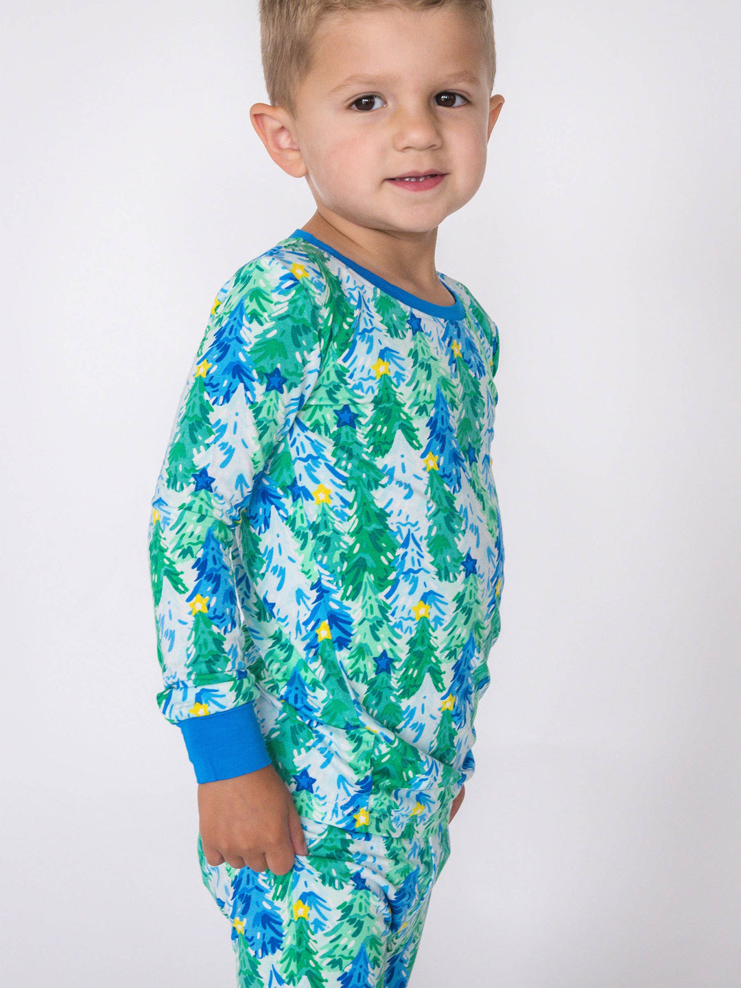 Bamboo Viscose Blue Jolly Grove Pajama Set