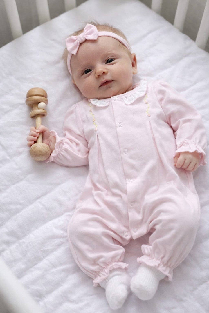 Pink Feathers & Rose Buds Baby Pima Cotton Converter Gown