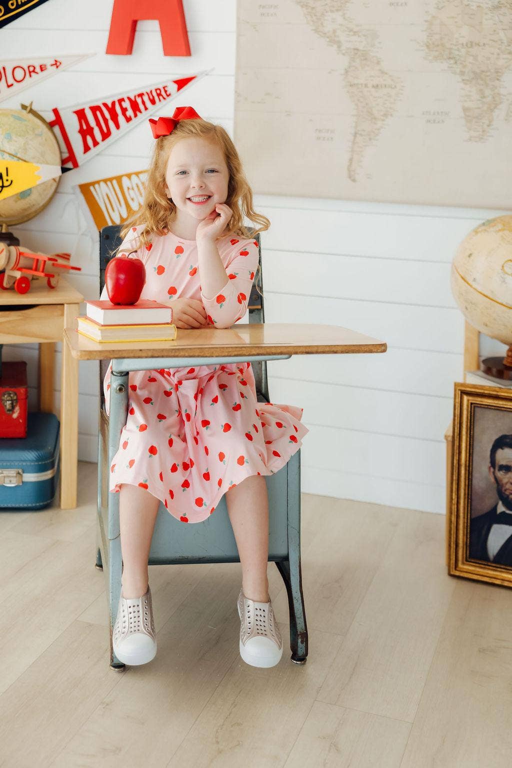 Apple a Day Sleeve Pocket Twirl Dress
