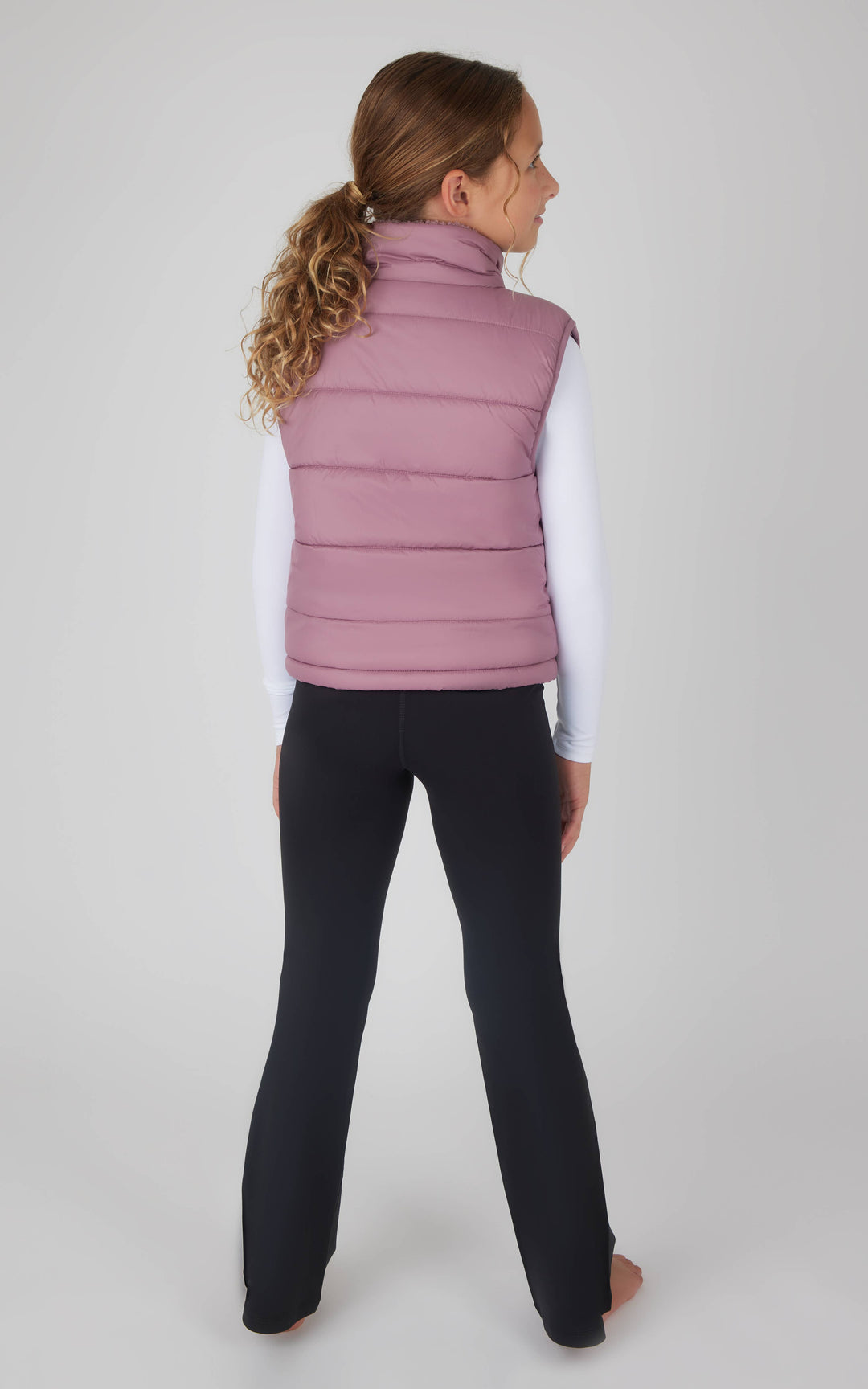 Girls Quilted Sherpa Lining Vest, Top, Flare Pant - 3 PC Set