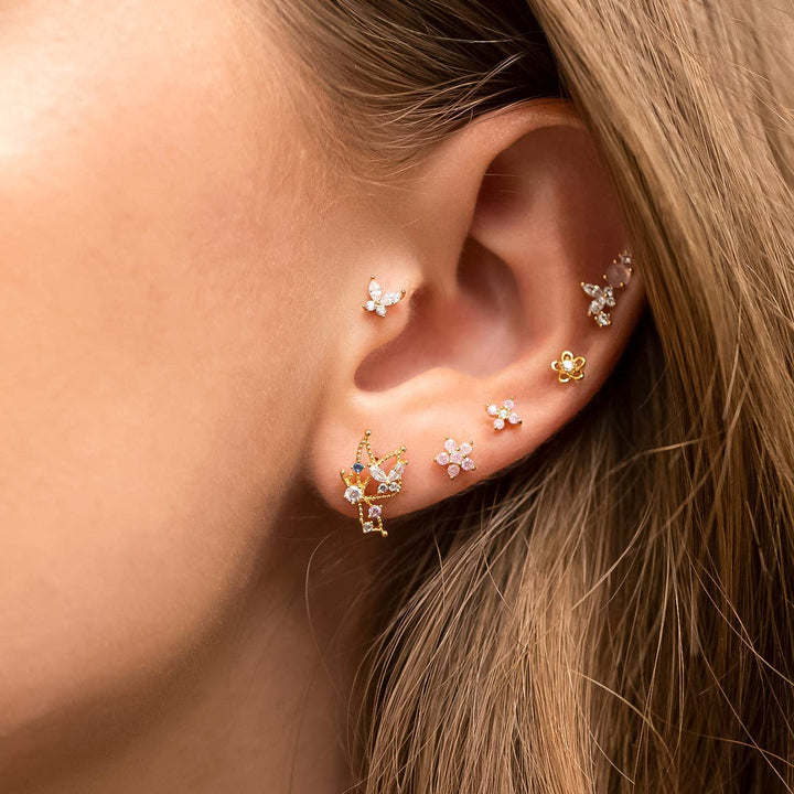Teeny Tiny Flower Studs: Gold