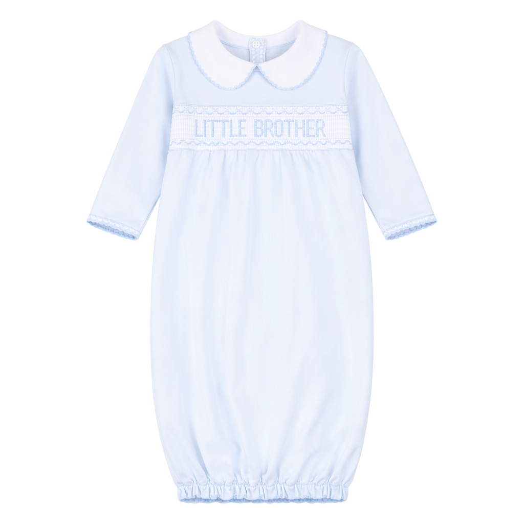 Little Brother Smocked Pleated Gown