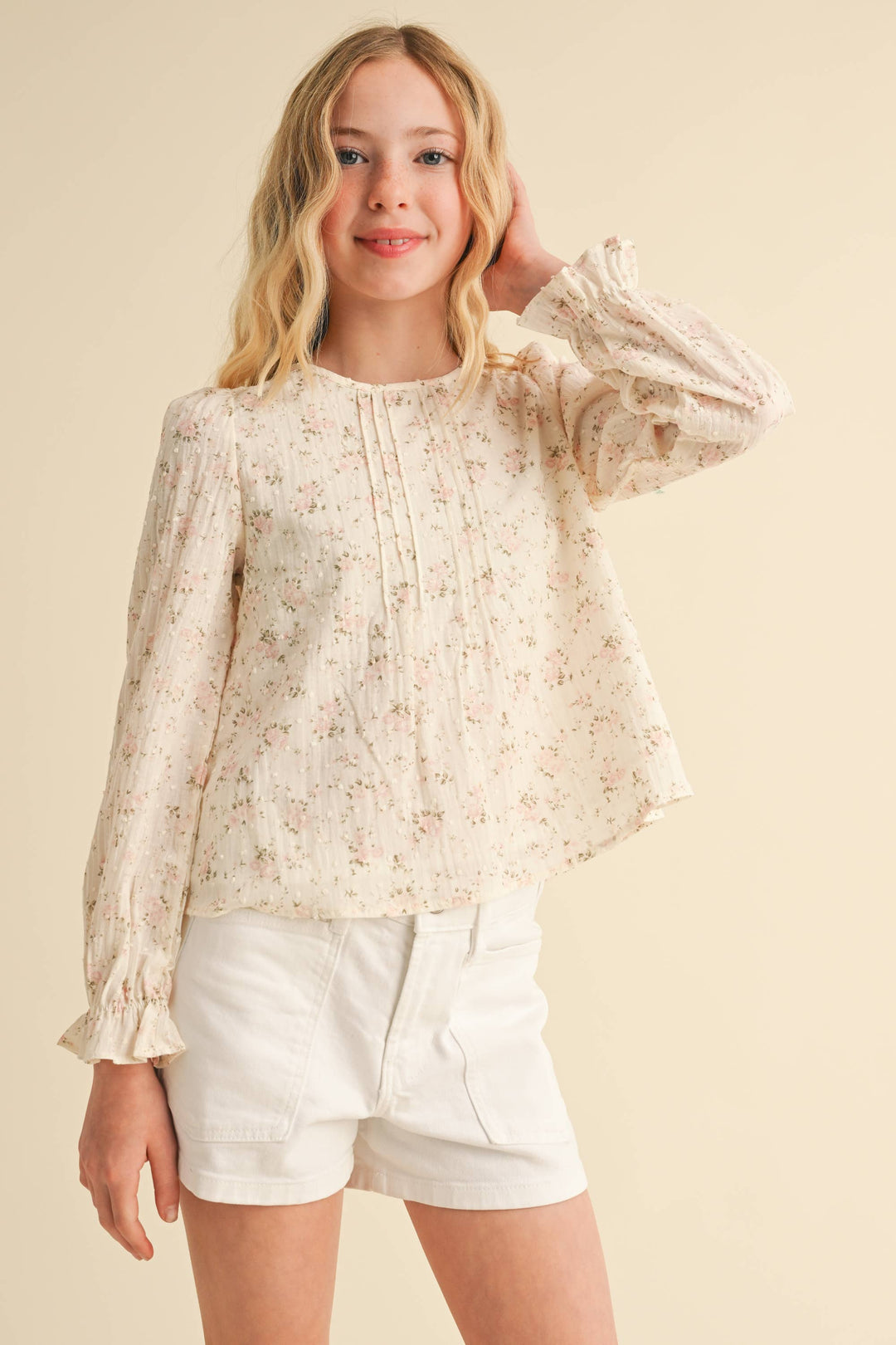 PINTUCK BILLOW L/S TOP