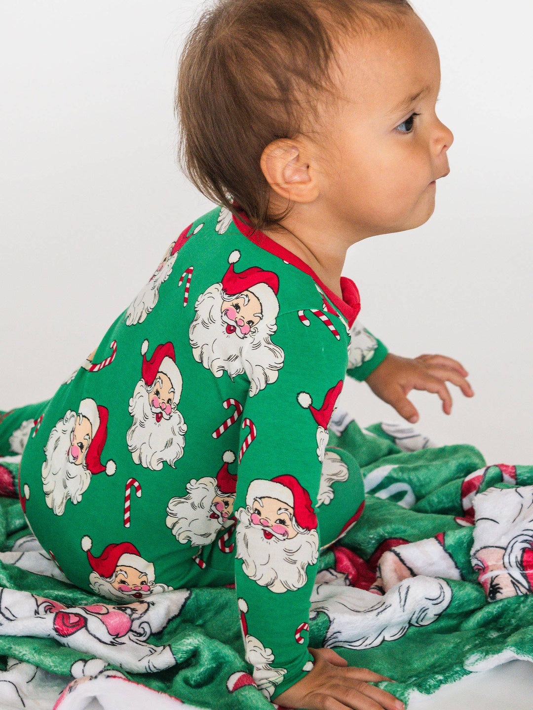 Baby Green Santa Joy Footed Pajama